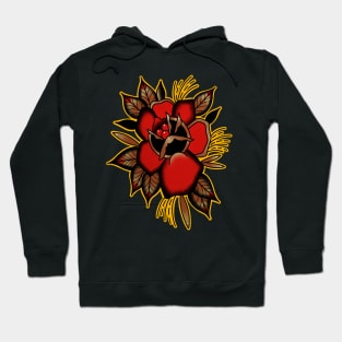 Traditional Tattoo style rose Hoodie